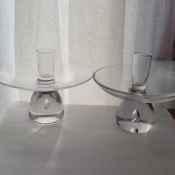 Vintage Steuben Teardrop Candlestick Holders Set Of 2 Elegant Design - Picture 1 of 12